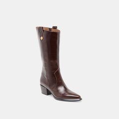 VERN WIDE CALF BOOTS CHOCOLATE LEATHER