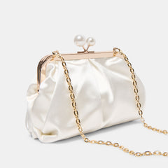 KENDALL CLUTCH WHITE SATIN
