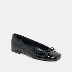 ANISA BALLET FLATS NOIR EMBOSSED LEATHER - re:vita