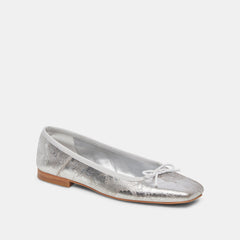 ANISA WIDE BALLET FLATS SILVER DISTRESSED LEATHER - re:vita