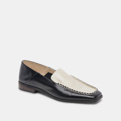 BENY WIDE FLATS WHITE BLACK CRINKLE PATENT - re:vita