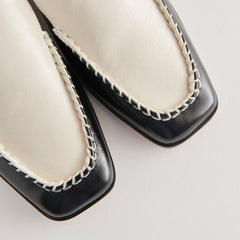 BENY WIDE FLATS WHITE BLACK CRINKLE PATENT - re:vita