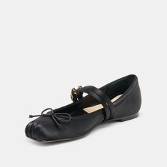 GIBSEN BALLET FLATS ONYX SATIN