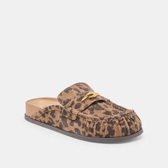 JODERO FLATS BROWN LEOPARD PRINTED SUEDE