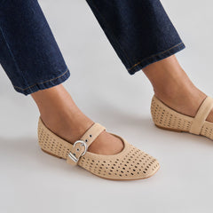 MIKEL BALLET FLATS CAMEL PERFORATED SUEDE