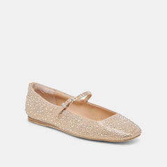 REYES CRYSTAL BALLET FLATS LIGHT GOLD CRYSTAL