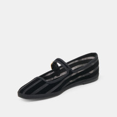 TAMEKA BALLET FLATS BLACK STRIPE MESH