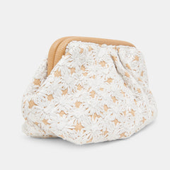 FIORE CLUTCH EMBROIDERED NATURAL RAFFIA