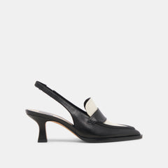 ADELE HEELS BLACK WHITE LEATHER - re:vita