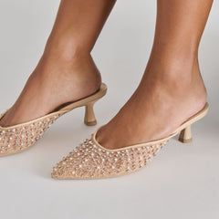 CLEO PEARL HEELS BLUSH LACE MESH