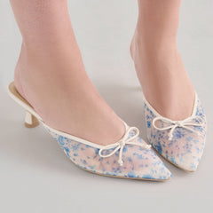 CLEO HEELS BLUE FLORAL MESH