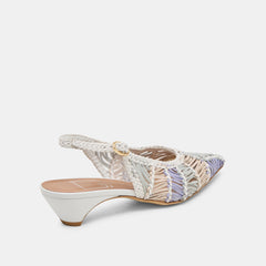 DAFNEY HEELS WHITE MULTI WOVEN LEATHER