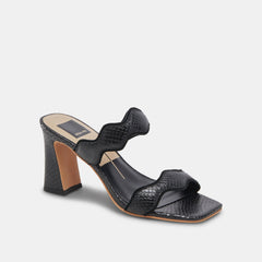 ILVA WIDE HEELS ONYX EMBOSSED LEATHER - re:vita