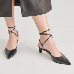 LOKLYN STUD HEELS MIDNIGHT CRINKLE PATENT - re:vita