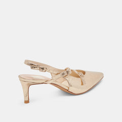 PAMLA MID WIDE HEELS LIGHT GOLD DISTRESSED LEATHER - re:vita
