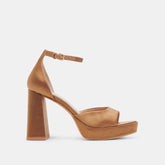 PANDRO HEELS MID BROWN SATIN - re:vita