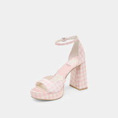 PANDRO X BYRDIE GOLF WIDE HEELS PINK PLAID GINGHAM