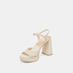 PEYTEN WIDE HEELS CREME WOVEN STELLA