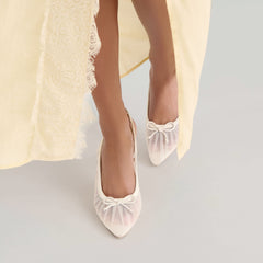 YELA HEELS WHITE TULLE - re:vita