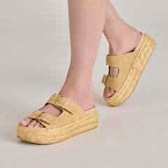 FALYN SANDALS LT NATURAL WOVEN RAFFIA