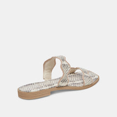 ILVA SANDALS GREY WHITE EMBOSSED LEATHER - re:vita