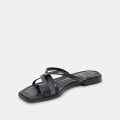 INDIGO SANDALS BLACK LEATHER - re:vita