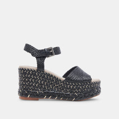 TIAGO WEDGES BLACK RAFFIA - re:vita