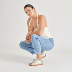 NOTICE LACE SNEAKERS SILVER DISTRESSED LEATHER - re:vita