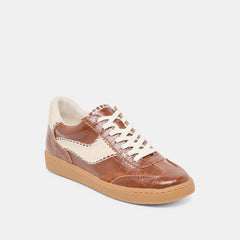 NOTICE STITCH SNEAKERS COGNAC CROCO EMBOSSED LEATHER