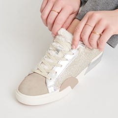 ZINA PLUSH SNEAKERS STONE CALF HAIR - re:vita