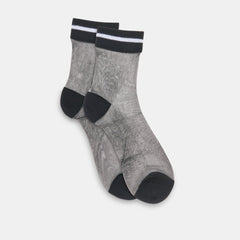 2 PACK SHEER STRIPE CREW SOCKS BLACK GREY
