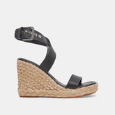 ALDONA WEDGES BLACK LEATHER - re:vita