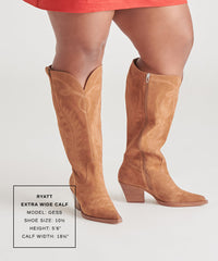 RYATT EXTRA WIDE CALF BOOTS PECAN SUEDE