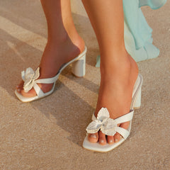 NIKIL HEELS WHITE LEATHER
