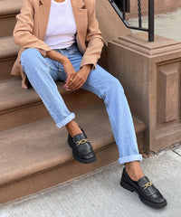 ERNA WIDE FLATS BLACK LEATHER - re:vita