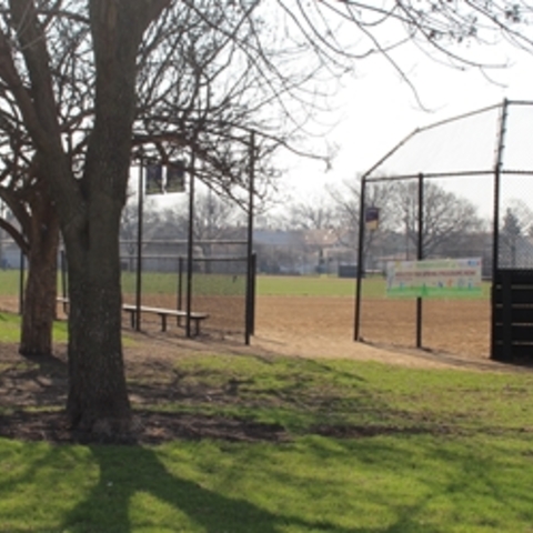Empty baseball field on a sunny day.