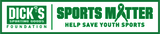 Dick's Sporting Goods Foundation: Sports Matter logo. Help save youth sports.