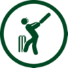 Cricket player hitting a ball.
