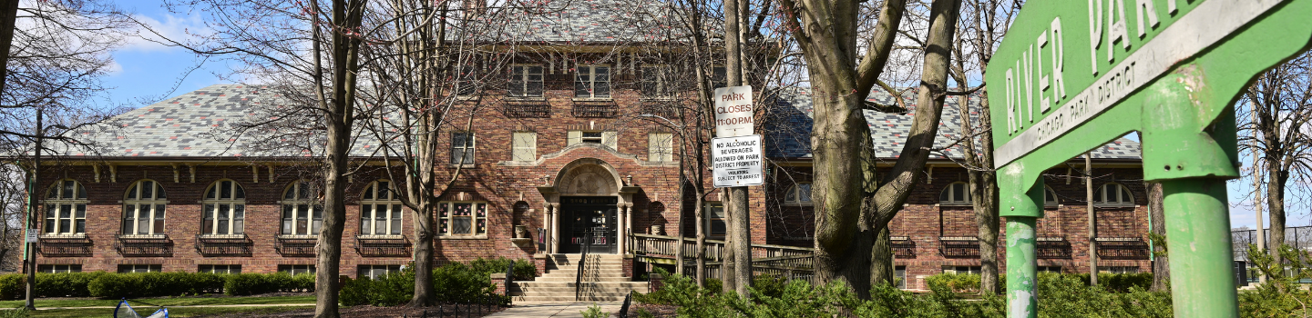 River Park field house exterior on a partly sunny day.