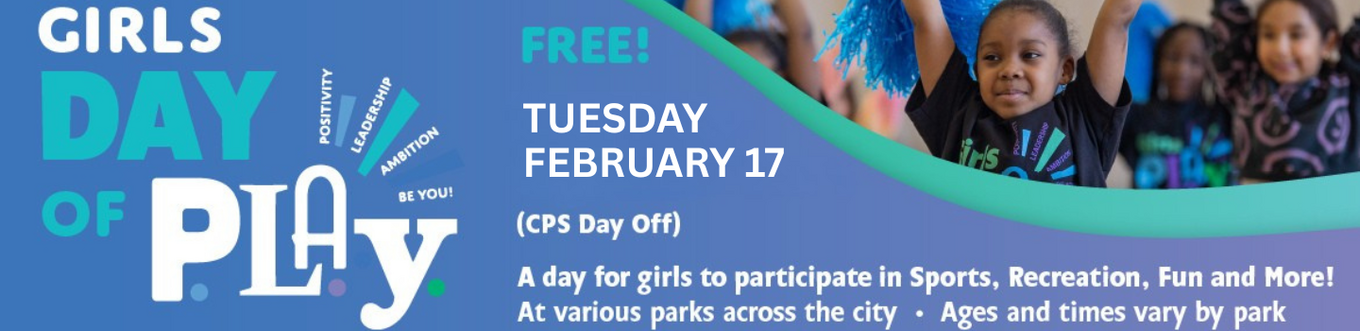 "Girls Day of Play" flyer with smiling children.