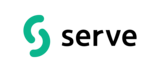 "Serve" logo with an abstract teal green S-shape on the left.