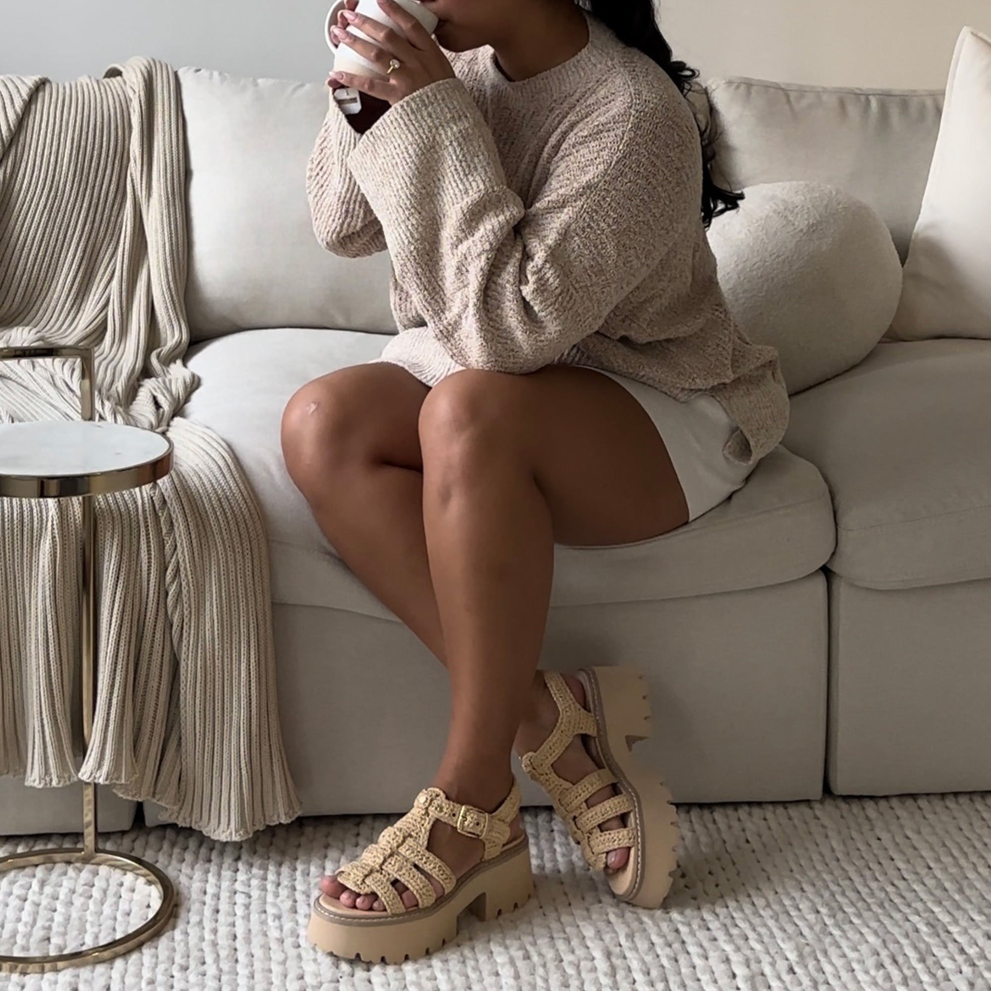 LATICE SANDALS LT NATURAL KNIT