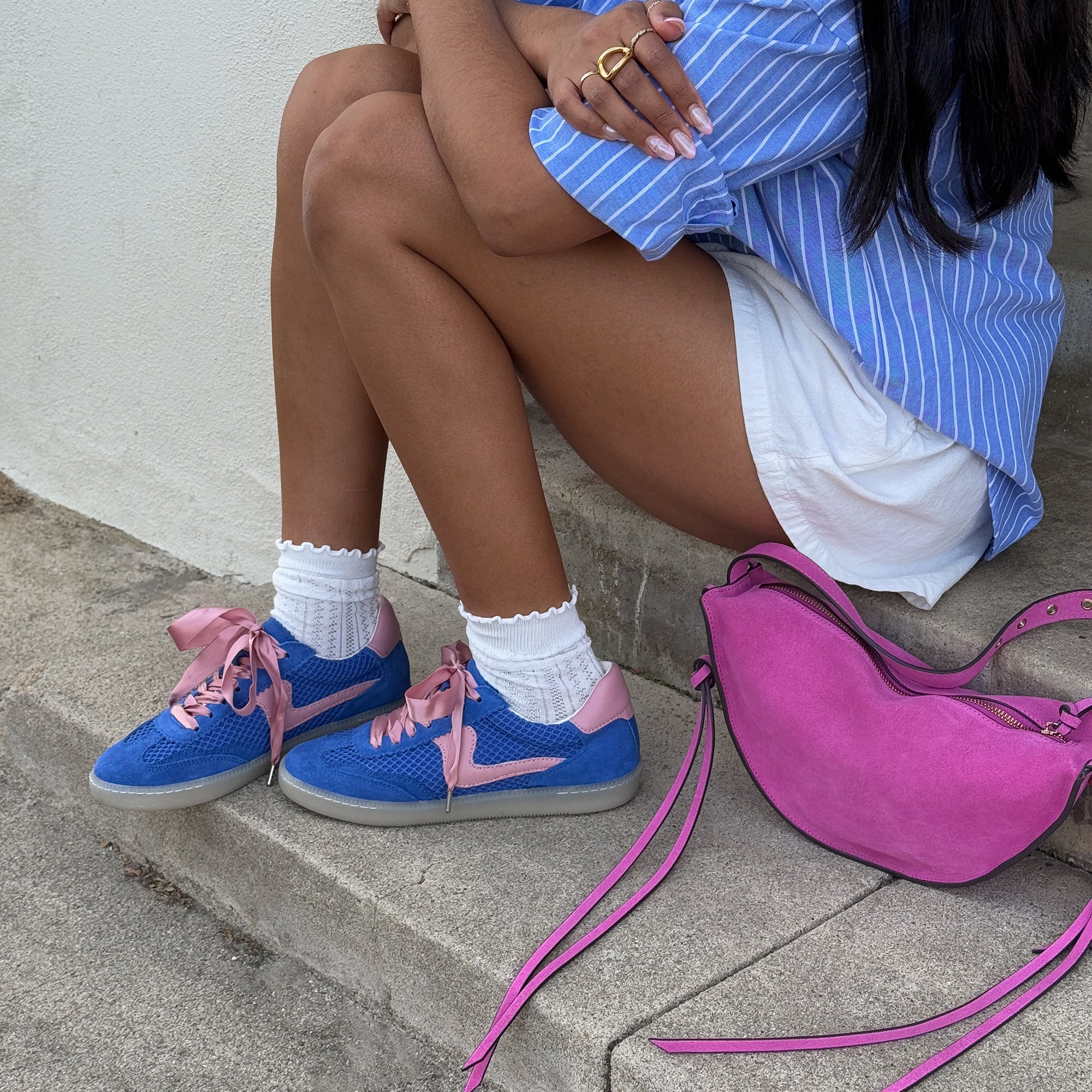 NOTICE MESH SNEAKERS ROYAL BLUE WOVEN MESH