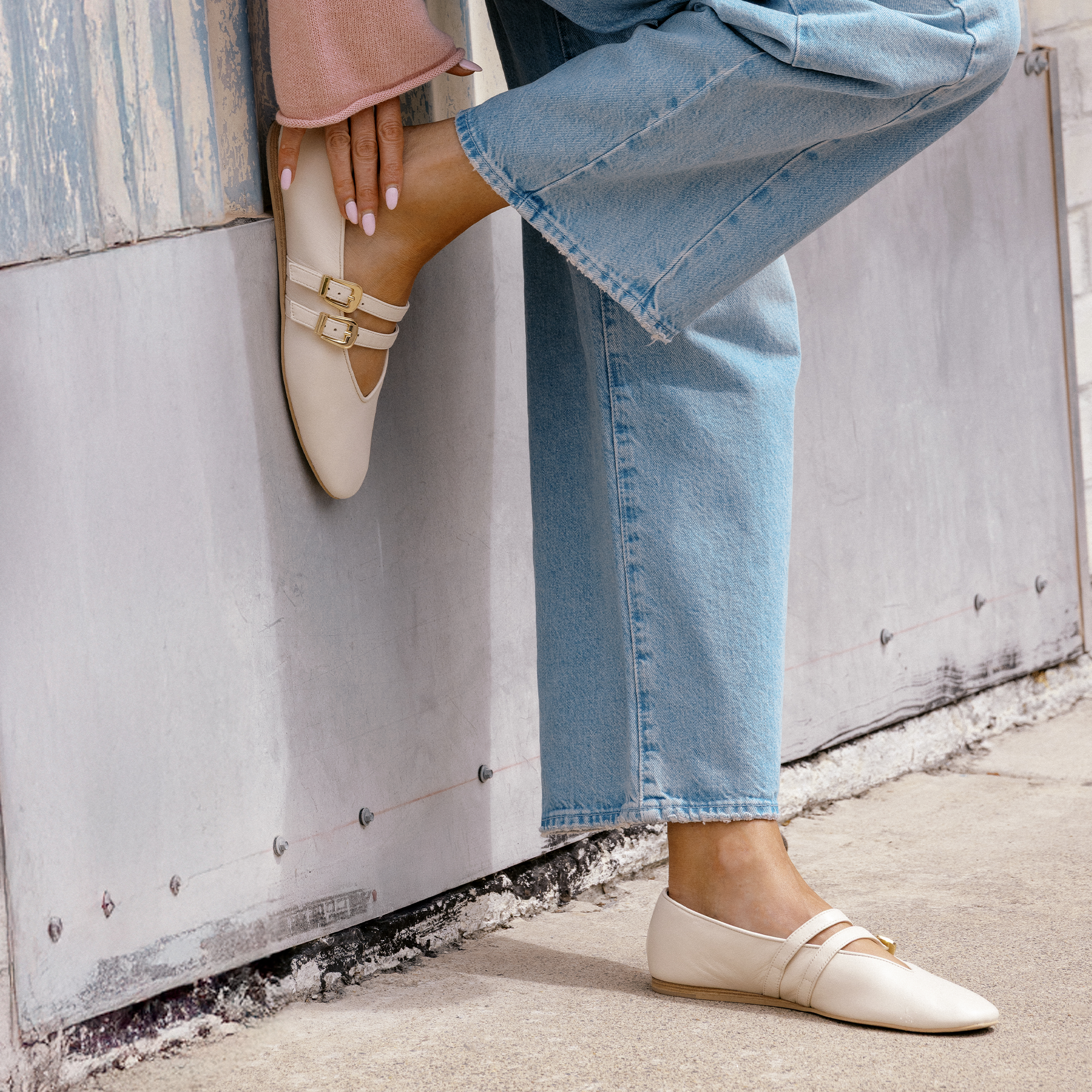 BAYLEE BALLET FLATS IVORY LEATHER