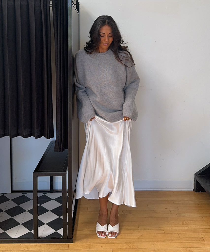 CARLAN HEELS OFF WHITE SILK - re:vita