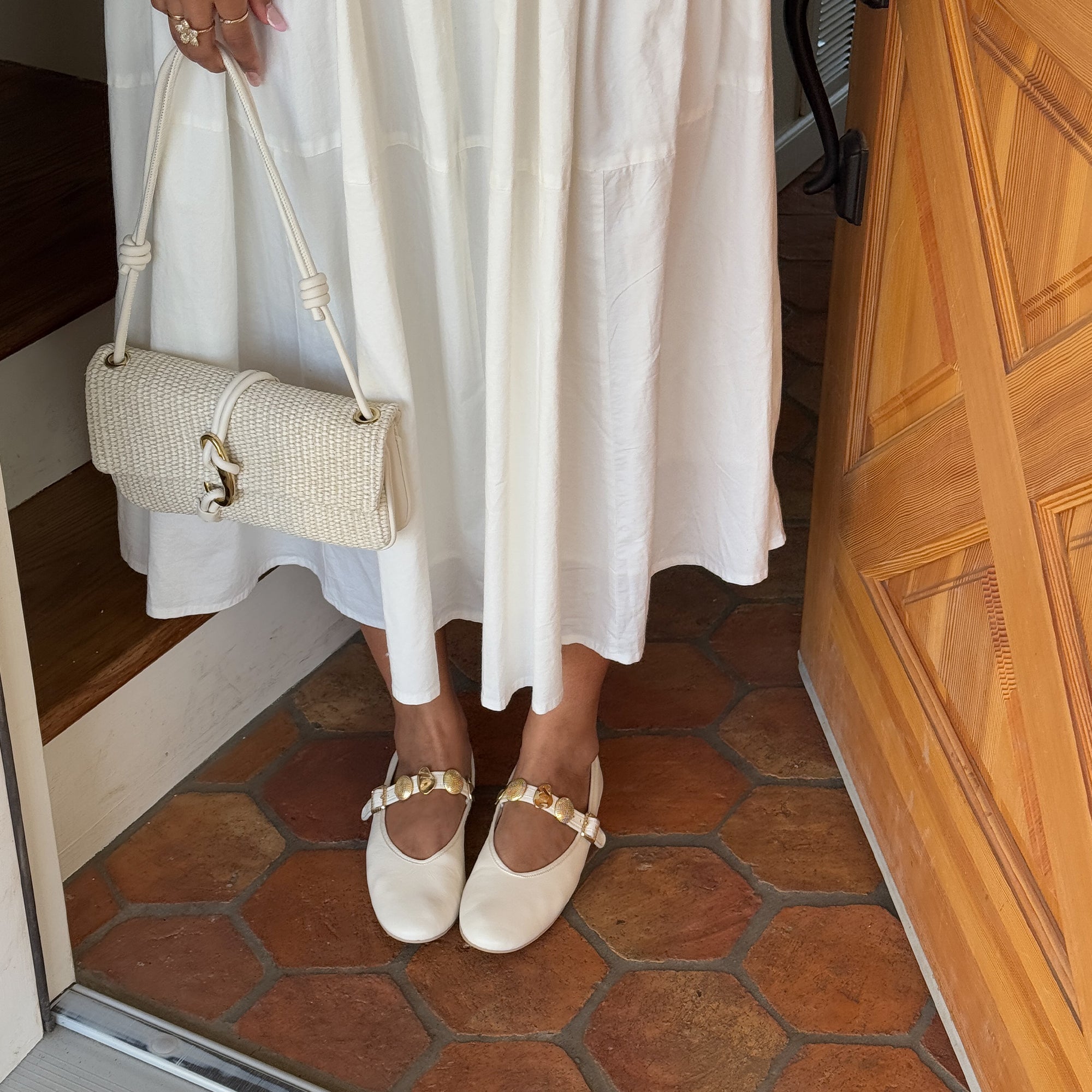 RELAN BALLET FLATS OFF WHITE LEATHER