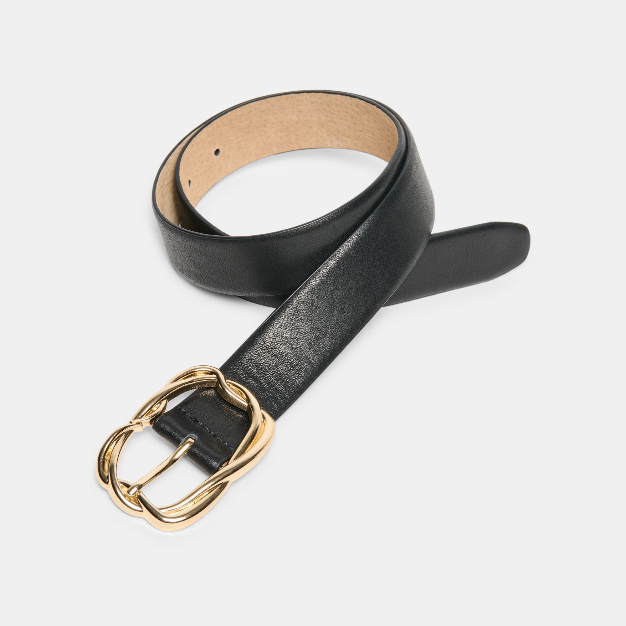 BRAIDED BUCKLE BELT BLACK GOLD