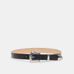 VINTAGE WESTERN BUCKLE BELT BLACK SILVER
