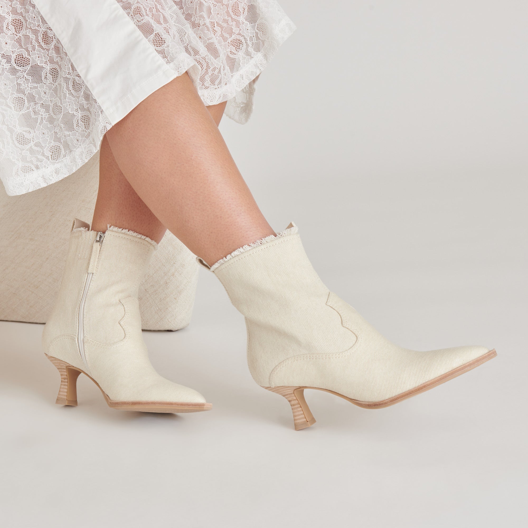 AUSTIN BOOTS IVORY DENIM - re:vita