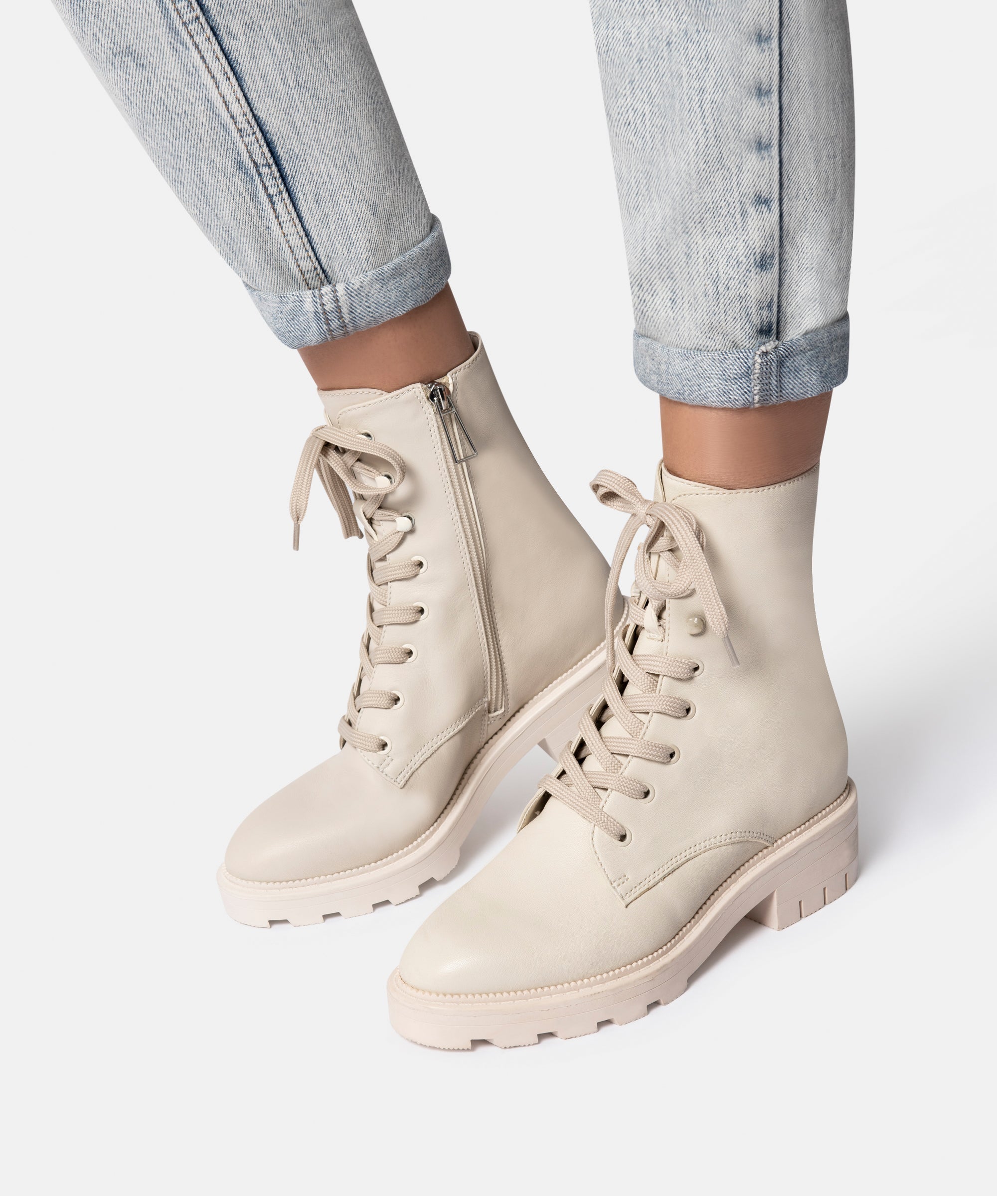 LOTTIE BOOTS IVORY LEATHER - re:vita